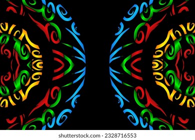 luxurious design colourful flowers line art pattern of indonesian culture traditional  batik ethnic dayak for background wallpaper textile or fashion