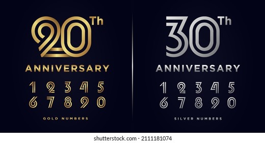 Luxurious design gold and silver numbers 1-10 with anniversary celebrations