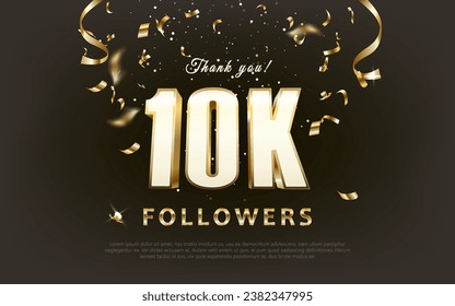 Luxurious design gold for a thank you 10K followers. Vector.