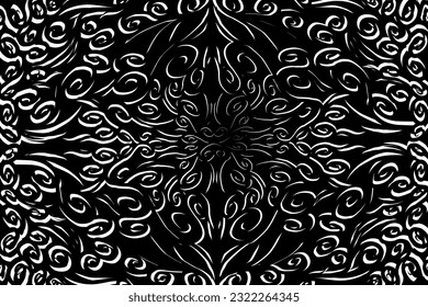 luxurious design paper cut flowers line art pattern of indonesian culture traditional  batik ethnic dayak for background wallpaper textile or fashion