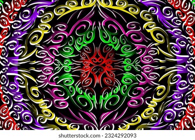 luxurious design paper cut flowers line art pattern of indonesian culture traditional  batik ethnic dayak for background wallpaper textile or fashion