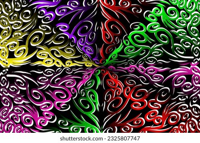 luxurious design paper cut flowers line art pattern of indonesian culture traditional  batik ethnic dayak for background wallpaper textile or fashion