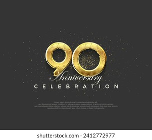 Luxurious design with shiny gold numerals, premium design for 90th anniversary celebrations. Premium vector background for greeting and celebration.