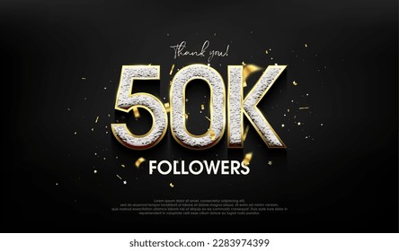 Luxurious design for a thank you 100k50k followers. Premium vector background for achievement celebration design.