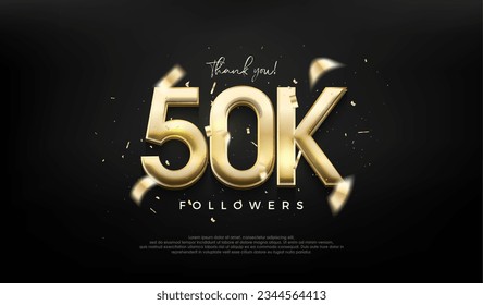 Luxurious design for a thank you 50k followers. Premium vector background for achievement celebration design.