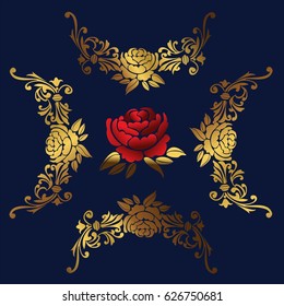 luxurious designs with flower and golden leaves