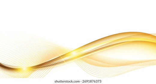 Luxurious and elegant abstract background with sparkling gold wave lines decoration. Premium background concept for invitations, certificates, banners, and cards.