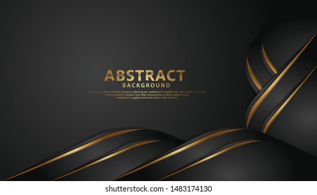 luxurious and elegant abstract  decoration with black and gold overlap layer. vector illustration