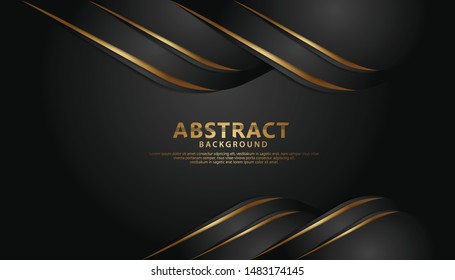 luxurious and elegant abstract  decoration with black and gold overlap layer. vector illustration