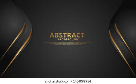 luxurious and elegant abstract  decoration with black, red and gold overlap layer. vector illustration