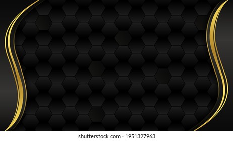 Luxurious elegant background with black gradient hexagons. Vector illustration