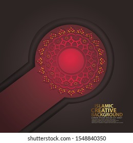 Luxurious elegant circle realistic Islamic ornamental colorful detail of mosaic for islamic greeting. Vector illustration