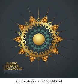 Luxurious elegant circle realistic Islamic ornamental colorful detail of mosaic for islamic greeting. Vector illustration