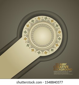 Luxurious elegant circle realistic Islamic ornamental colorful detail of mosaic for islamic greeting. Vector illustration