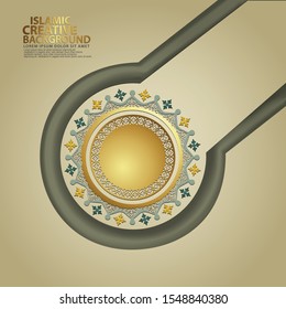 Luxurious elegant circle realistic Islamic ornamental colorful detail of mosaic for islamic greeting. Vector illustration