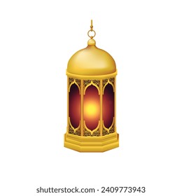 Luxurious and elegant decoration for Ramadan Kareem celebrations or other designs. golden lantern isolated transparent white background. 3d vector realistic illustration