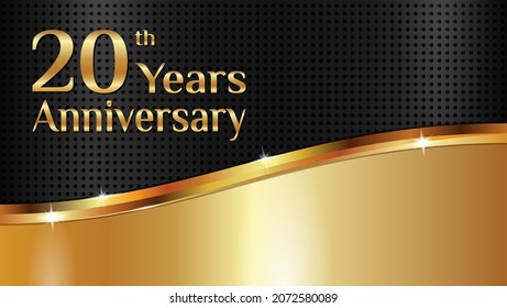 Luxurious and elegant design to celebrate 20th anniversary with black and gold texture. vector illustration