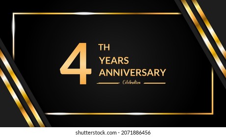 Luxurious and elegant design to celebrate 4th anniversary with  black and gold. vector illustration