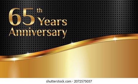 Luxurious and elegant design to celebrate 65th anniversary with black and gold texture. vector illustration
