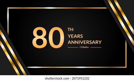 Luxurious and elegant design to celebrate 80th anniversary with black and gold. vector illustration