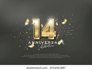 Luxurious and elegant number 14th. premium design for celebration. Premium vector for poster, banner, celebration greeting.