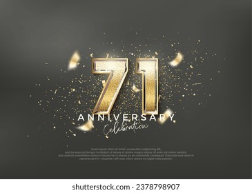 Lujoso y elegante número 71. diseño premium para celebración. Vector premium para afiches, banner, saludo de celebración.