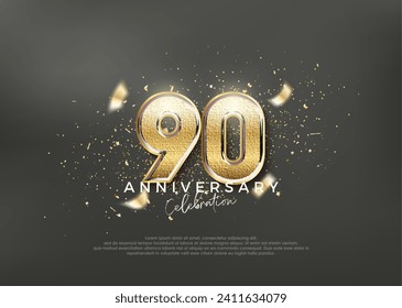 Lujoso y elegante número 90. diseño premium para celebración. Vector premium para afiches, banner, saludo de celebración.