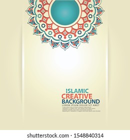Luxurious elegant overlap circle realistic Islamic ornamental colorful detail of mosaic for islamic greeting. Vector illustration