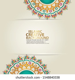 Luxurious elegant overlap circle realistic Islamic ornamental colorful detail of mosaic for islamic greeting. Vector illustration