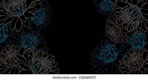 Lujoso patrón elegante con crisantemo dibujado a mano flores y hojas. Patrón para la creación de empaque, papel pintado, tela.