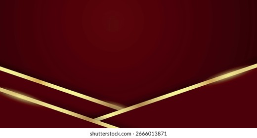 Luxurious and elegant red abstract background with sparkling gold diagonal lines. Premium vector illustration for certificates, award cards, invitations. Vol. 4