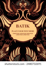 Plantilla de patrón de batik étnico javanés de lujo y elegante Vector