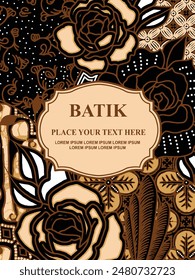 Luxurious and elegant vector Javanese ethnic batik pattern template for, invitations, book cover, printing needs