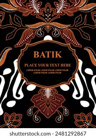Luxurious and elegant vector Javanese ethnic batik pattern template for, invitations, book cover, printing needs
