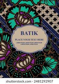 Luxurious and elegant vector Javanese ethnic batik pattern template for, invitations, book cover, printing needs