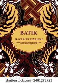 Luxurious and elegant vector Javanese ethnic batik pattern template for, invitations, book cover, printing needs