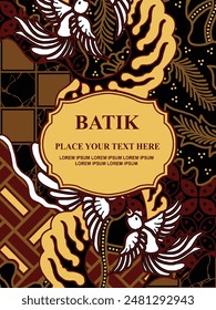 Luxurious and elegant vector Javanese ethnic batik pattern template for, invitations, book cover, printing needs