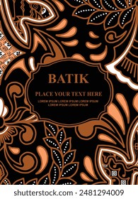 Luxurious and elegant vector Javanese ethnic batik pattern template for, invitations, book cover, printing needs