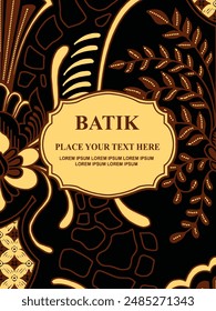 Luxurious and elegant vector Javanese ethnic batik pattern template for, invitations, book cover, printing needs
