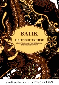 Luxurious and elegant vector Javanese ethnic batik pattern template for, invitations, book cover, printing needs