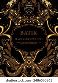 Plantilla de patrón de batik étnico javanés de Vector lujoso y elegante para invitaciones