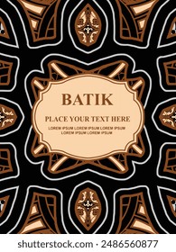 Plantilla de patrón de batik étnico javanés de Vector lujoso y elegante para invitaciones