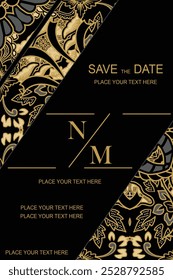 Vetor luxuoso e elegante modelo de padrão batik étnico javanês para convites