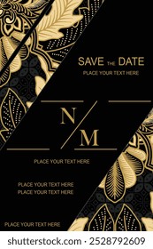 Luxurious and elegant vector Javanese ethnic batik pattern template for invitations