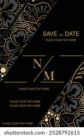 Luxurious and elegant vector Javanese ethnic batik pattern template for invitations