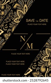 Luxurious and elegant vector Javanese ethnic batik pattern template for invitations