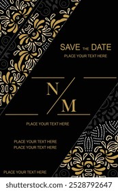 Luxurious and elegant vector Javanese ethnic batik pattern template for invitations