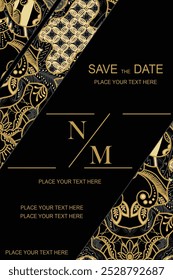 Luxurious and elegant vector Javanese ethnic batik pattern template for invitations