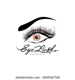  Luxurious eyelash and eyebrow extension logo. Vector illustration. in modern style. Vector emblem for makeup or beauty salon, eyelash and eyebrow extension maker.