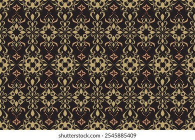 Luxurious fabric pattern painting in black and gold tones, with a classic style that perfectly suits home decor to create a stylish and warm atmosphere.